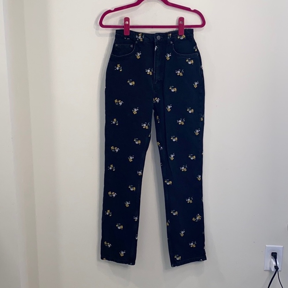 Reformation Black Floral Ankle Jeans - Picture 2 of 5